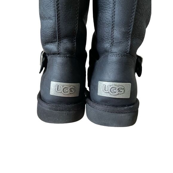 UGG Australia Women Sutter Black Leather Dual Buckle Moto Biker Boots size 6 - Picture 10 of 10